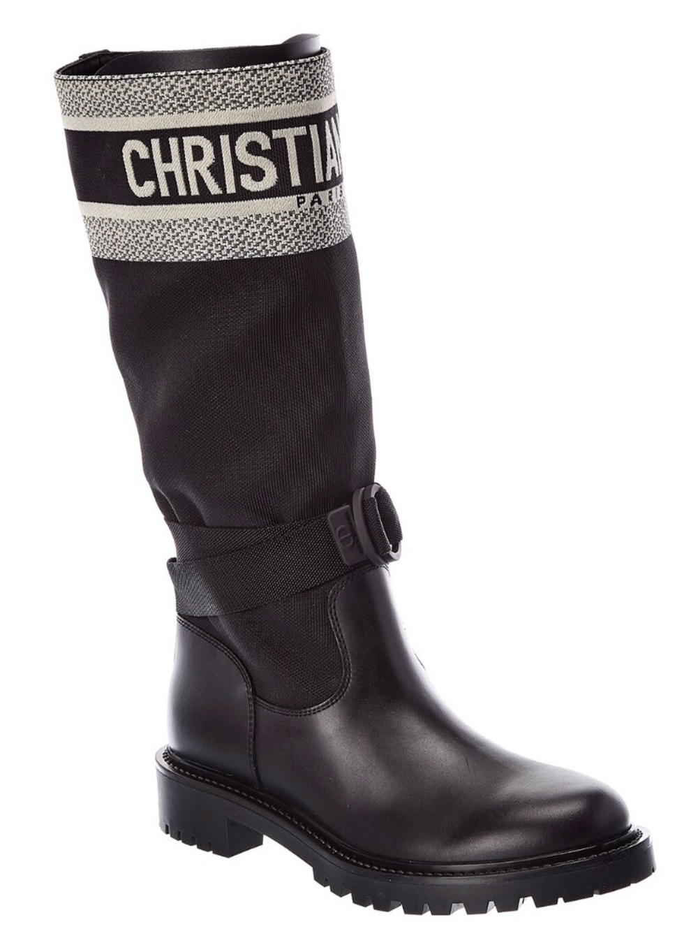Dior D major Black Tall Logo-Trim Midsole Lug Sole Women's Boot size 41
